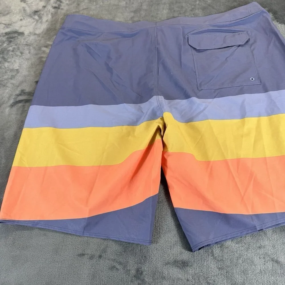 Patagonia 44 Hydropeak Board Shorts Striped Swim Trunks Point Current Blue NWOT